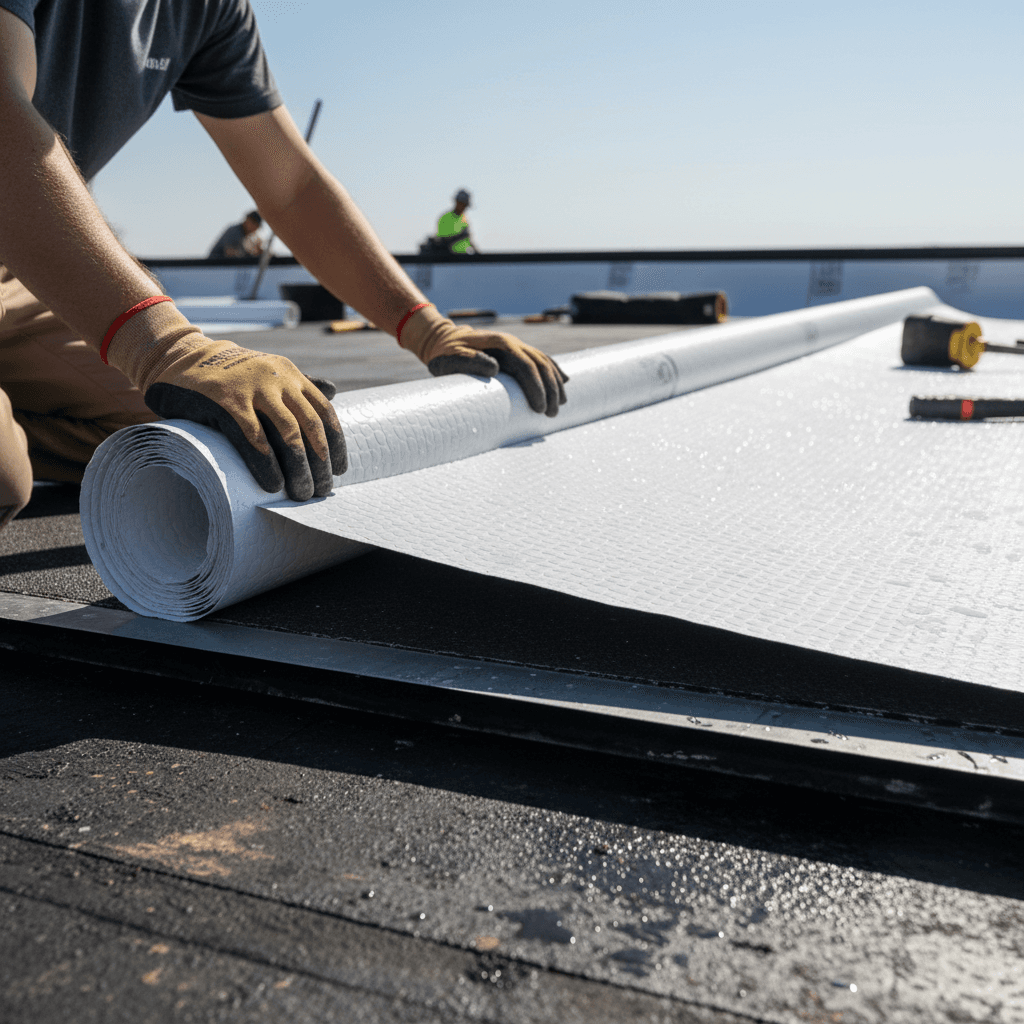 Close-up of Duro-Last membrane installation